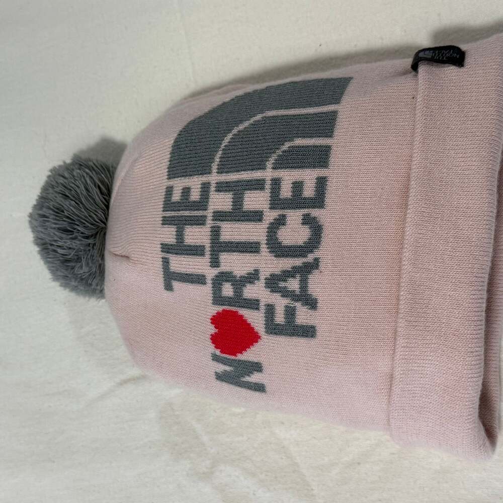 The North Face Pink Pom Beanie